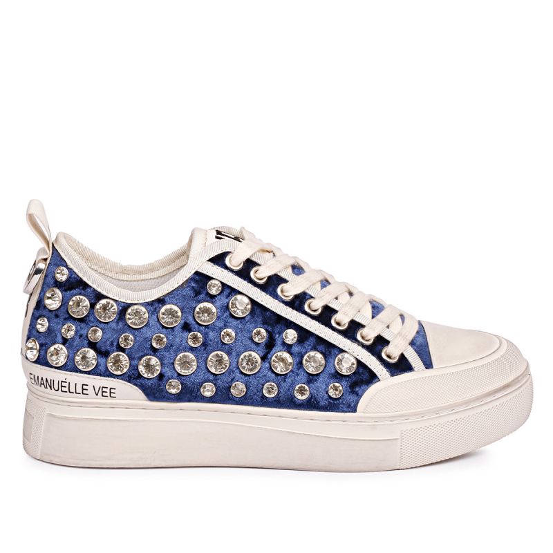 Sneaker all. strass punt. gomma velluto t097 combi Blue