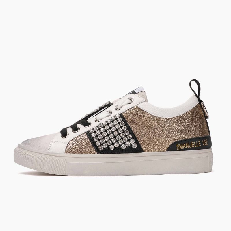 Sneaker with laces lat. combi cow split Multi gold