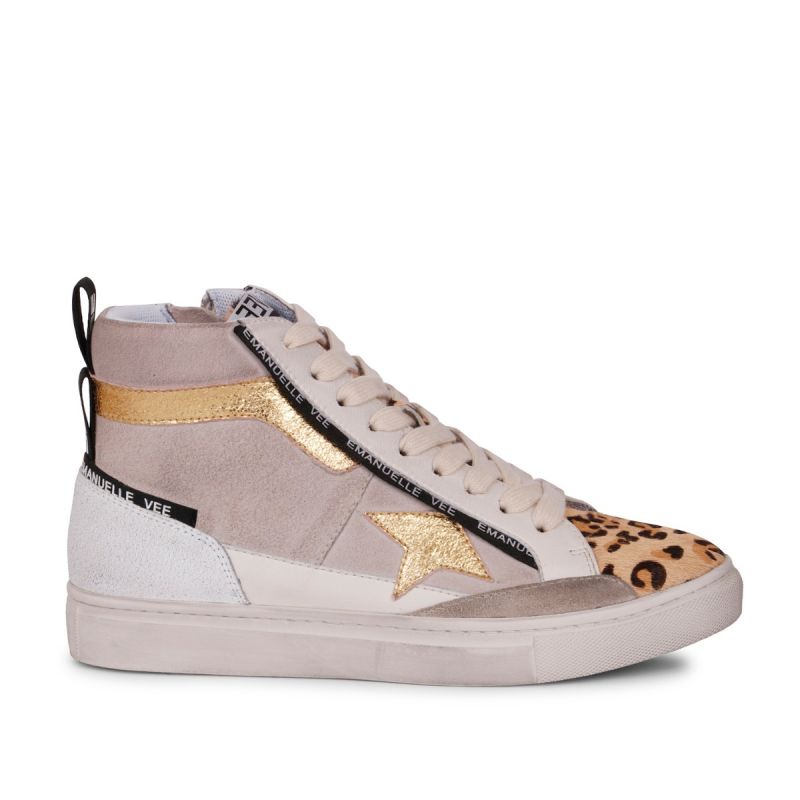 Sneaker mid with laces low bottom horse combi Animalier