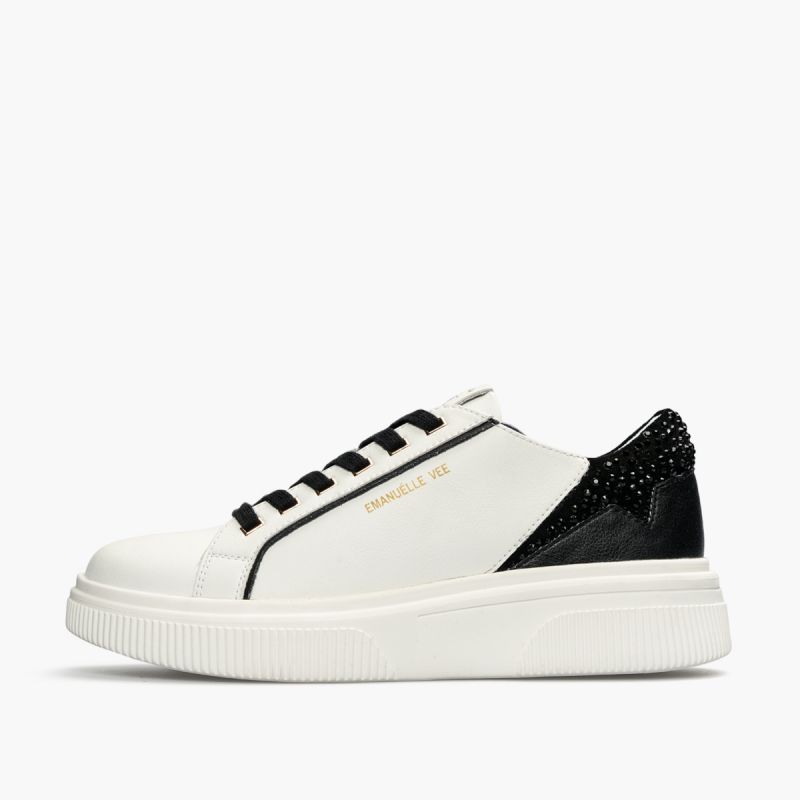 Sneaker high rubber sole p003 combi leather White/black