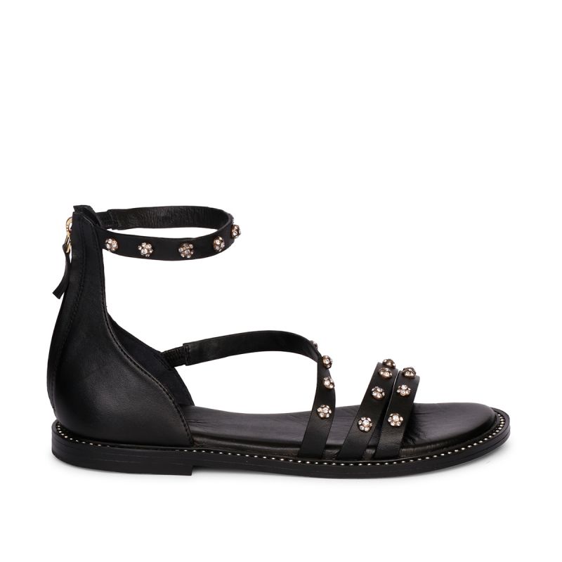 Positano sandal with strass closed  heel nappa Black
